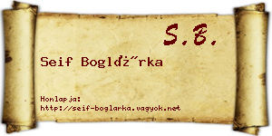 Seif Boglárka névjegykártya
